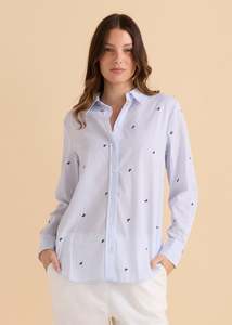Betty Basics Reid Shirt - Blue Bow Stripe