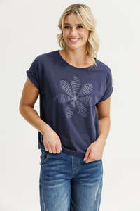 40 Rack: Homelee Jackie Tee - Navy Daisy Print