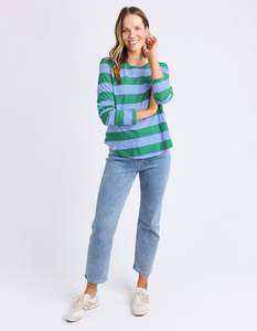 Elm Spritz Stripe L/S Tee - Turquoise/Light Blue Stripe
