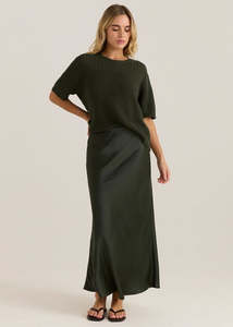 60 Rack: Sass Jasper Slip Skirt - Olive