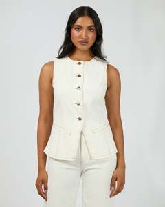 60 Rack: All About Eve Lena Denim Vest - Vintage White