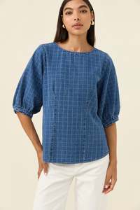 Isle of Mine Sloane Denim Top - Check