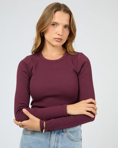 Clearance Clothing: Silent Theory Rib L/S Tee - Cherry