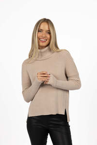 Clearance Clothing: Humidity Ribbed Sweater - Birch Mix