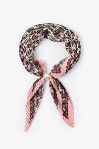 Antler Pleated Pearl Neck Scarf - Cameo
