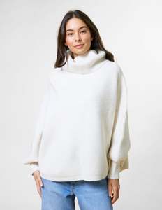 Stella + Gemma Polo Neck Poncho - Vanilla