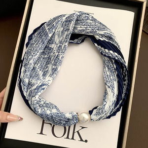 Fresh Accessories Neck Scarf - Pearl Navy Delicate