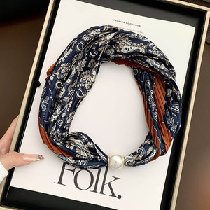 Fresh Accessories Neck Scarf - Pearl Navy Paisley