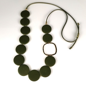 Jewellery: SHE Green Gold Circles Long Necklace (adjustable)
