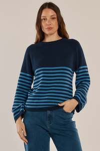 Betty Basics Carrie Knit Jumper - Blue Stripe