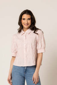 Leila + Luca Aligned Shirt - Pink Stripe