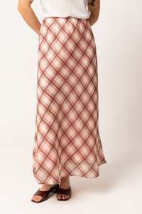 Seeking Lola Whisper Skirt - Rose Check