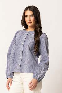 Seeking Lola Eden Blouse - Ink Stripe