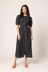 Leila + Luca Muse Dress - Black White Cotton Spot