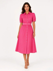 Leoni Ivy Cotton Dress Pink/Red Stripe