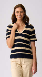 Charlie Jane Stirling Knit - Navy Oat Stripe