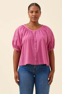 Isle of Mine Frances Button Top - Magenta