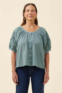 Isle of Mine Frances Button Top - Soft Teal