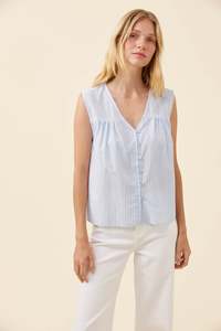 Isle of Mine Lyndell Button Tank - Light Blue