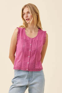Isle of Mine Frances Button Tank - Magenta