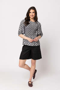 Blouse: Leila + Luca Icon Top - Black Spot Check