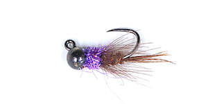 Tungsten Bead The Nymphs You Need: Black TB Frenchie Purple Dub with CDC Collar #16