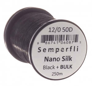 Threads Flosses: Semperfli Nano Silk 50D 12/0 Black Bulk 250m Spool