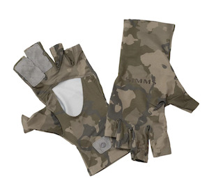 Gloves: Simms Solarflex Half-Finger Sunglove | Regiment Camo Olive Drab