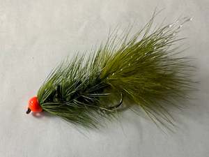 Orange Tungsten Bead Wooly Bugger - Olive #6