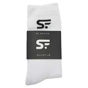 SF Active Cushion Crew Socks - White - Large *Gift*