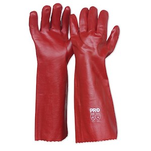 Hand Protection: PVC Dipped Gloves Red 45cm (pair)