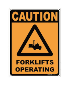 Signage: Sign Caution Forklifts operating 300x400