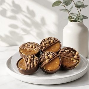 Products: Caramel or Chocolate Tarts 6pc Spread The Love Catering North Shore Auckland