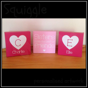 Products: Personalised Canvas Sets for siblings squiggle-art