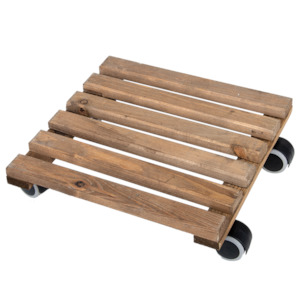 Garden Indoor: Plant Trolley Wooden Square Natural