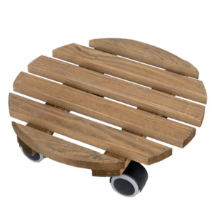 Garden Indoor: Plant Trolley Wooden Round Natural