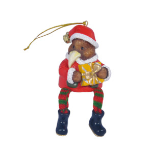 Christmas: Hanging Xmas Kiwi with Gift Decoration - Dangling Legs