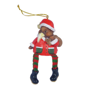 Hanging Xmas Kiwi with Bag Decoration - Dangling Legs