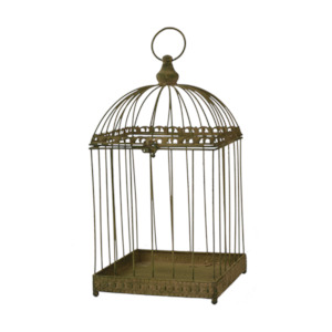 Aged Metal Green Birdcage Large