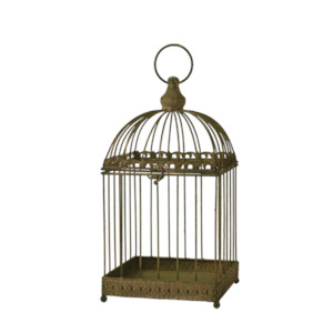 Wedding Gift Ideas: Aged Metal Green Birdcage Small