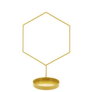 Indoor Plant Support + Saucer Hexagon Gold