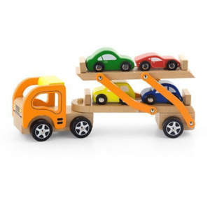 Products: Wooden Car Carrier with Four Cars - Squoodles