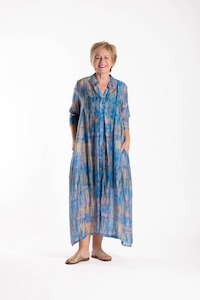 Deeanne Hobbs French Me Dress Tie Dyed Blue