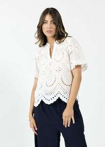 Stacey Clothing: Drama Pip Top White