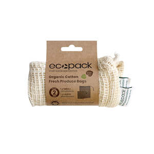 Ecopack Organic Cotton String Bags (1 Roll/2 Small+Large Bags)