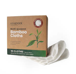 Ecopack Multi-Purpose Bamboo Cleaning Cloths (1 Box/10 Cloths)