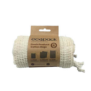 Ecopack: Ecopack Multi-Size Organic Cotton String Bags (1 Roll/4 Bags)