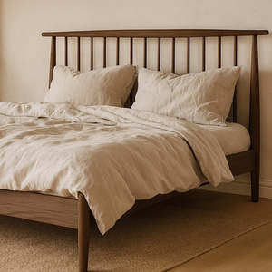 Bed Frames: Voss solid oak bed frame in walnut