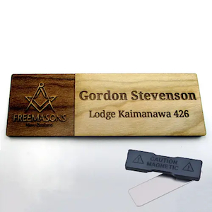 Products: Wooden name badge 75x25mm with magnet - Stamps Plus