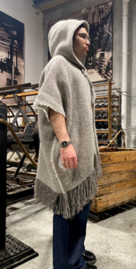 Wraps: BW Ecru Check Poncho
